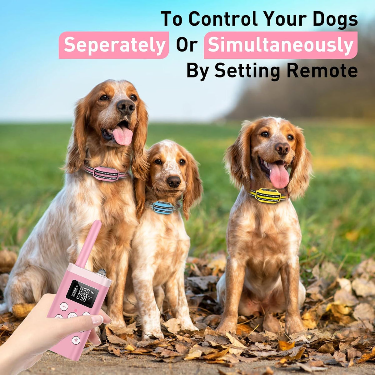 PetJoy Dog Bark Collar with Remote, Shock Collar for Large Dogs 3 Pack, Bark & Shock Collar Combo, Automatic Bark Collar - Auto Mode with 5 Sensitivity Levels