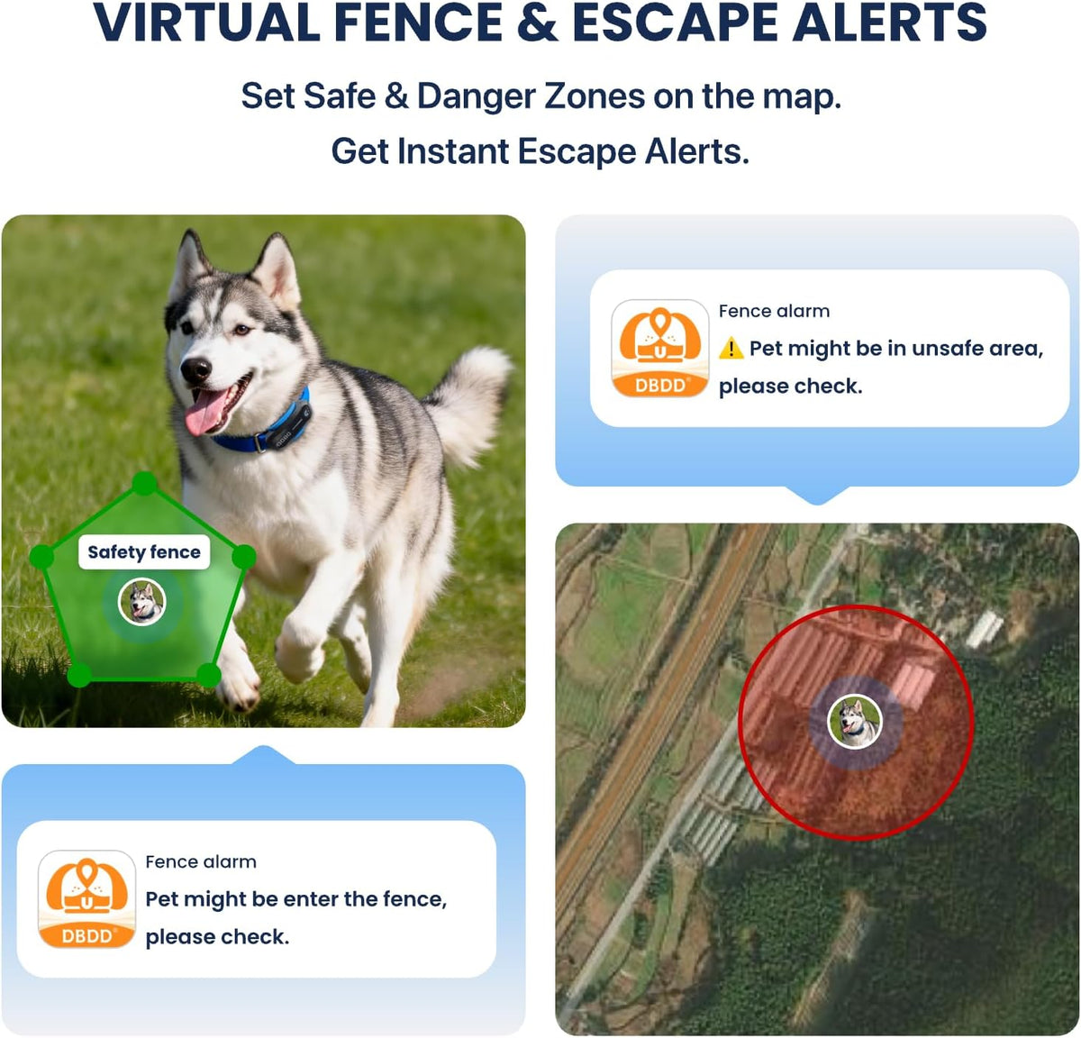DBDD GPS Dog Tracker with Subscription,Virtual Fence&Health Monitor,IP67,BK