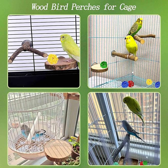 8 PCS Natural Wood Bird Perches Stand - Image 4