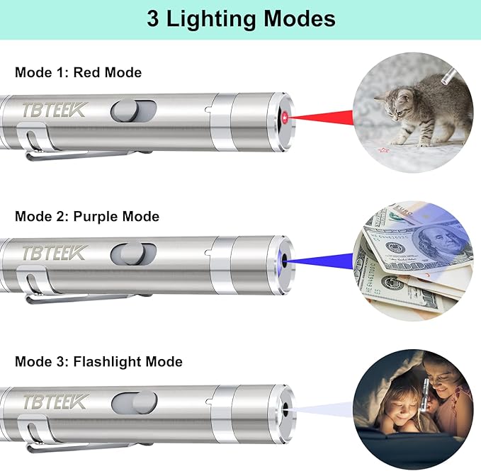 TBTeek Cat Toys, Rechargeable, 3 Light Modes & 5 Fun Patterns, Portable - Image 3