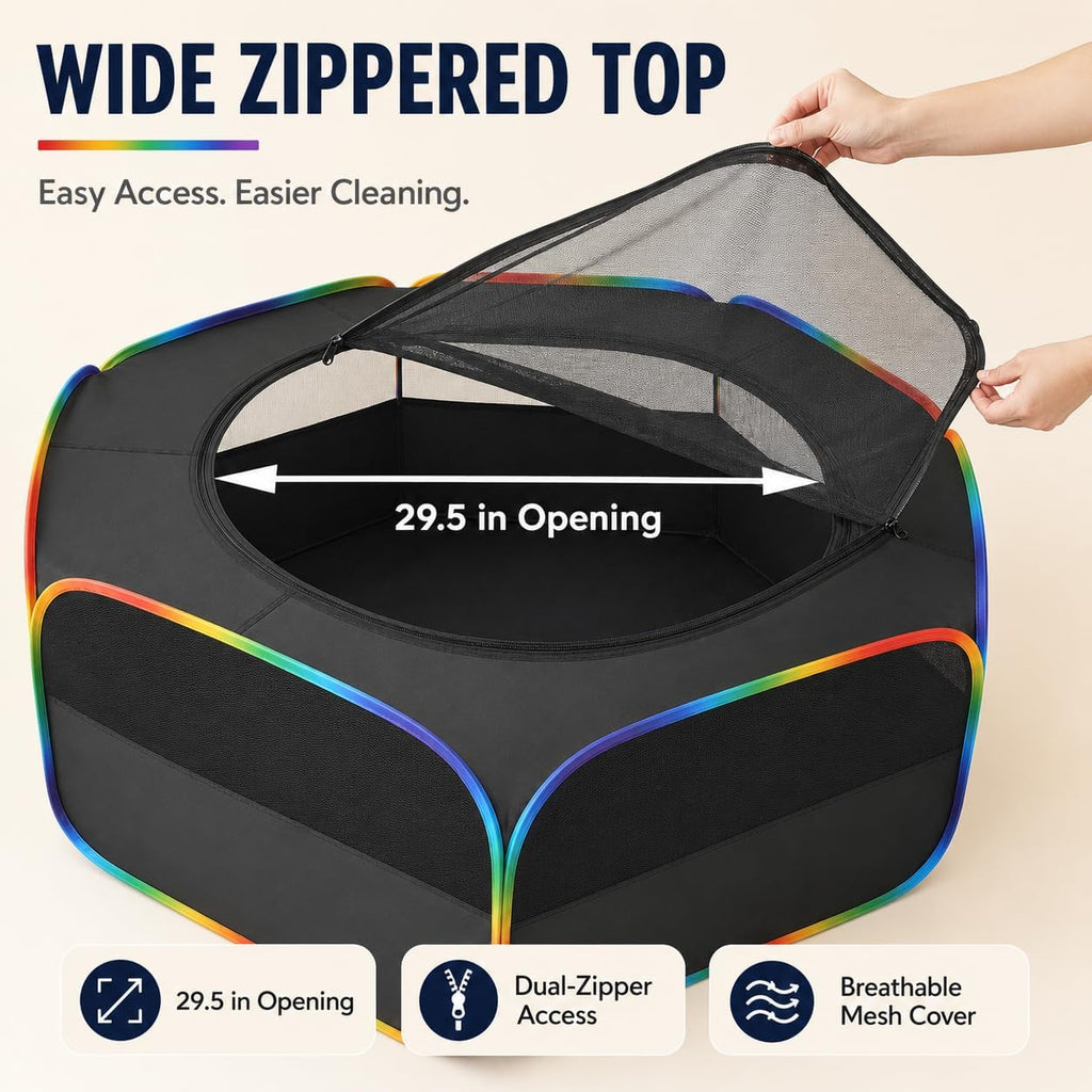Small Animal Playpen, Black & Rainbow