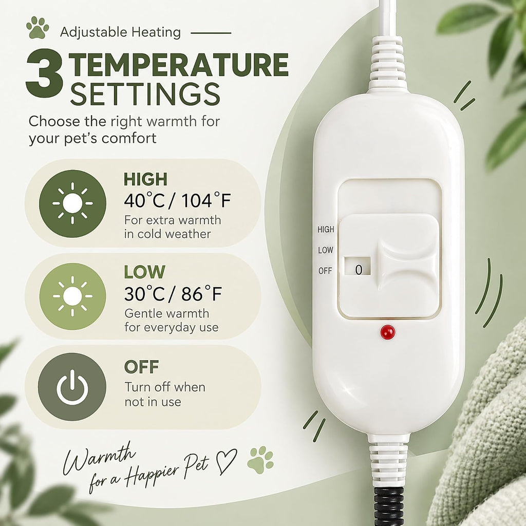 Electric Dog Heating Blanket, Heating Pad for Cat, Pet with Anti-Bite Tube