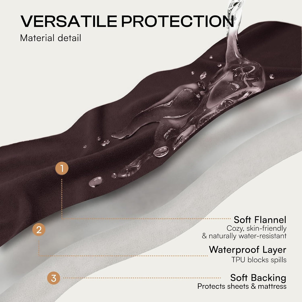 Luciphia 100% Waterproof Blanket for Adults or Medium Large Dogs, Soft Polar Fleece Pet Blankets for Bed Couch Protector Washable, Reversible Leakproof Furniture Protection,Brown Cream,65x57 inch