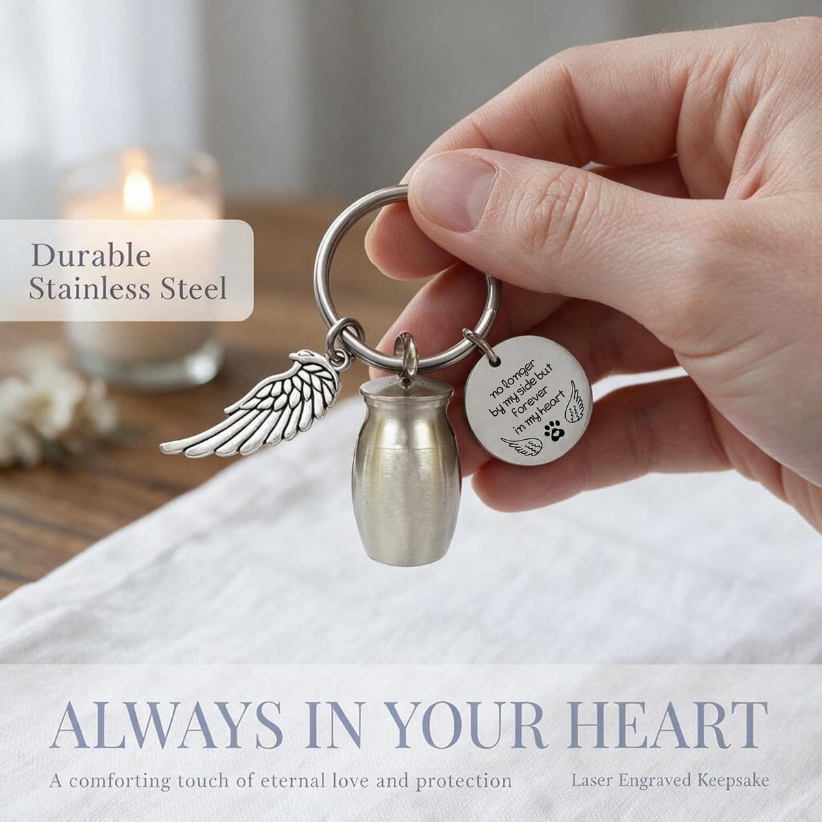 Small Cremation Urn for Pet Ashes Mini Pet Memorial Ashes Holder Key Chain Pet Keepsake Urn Keychain for Dog Cat Pets