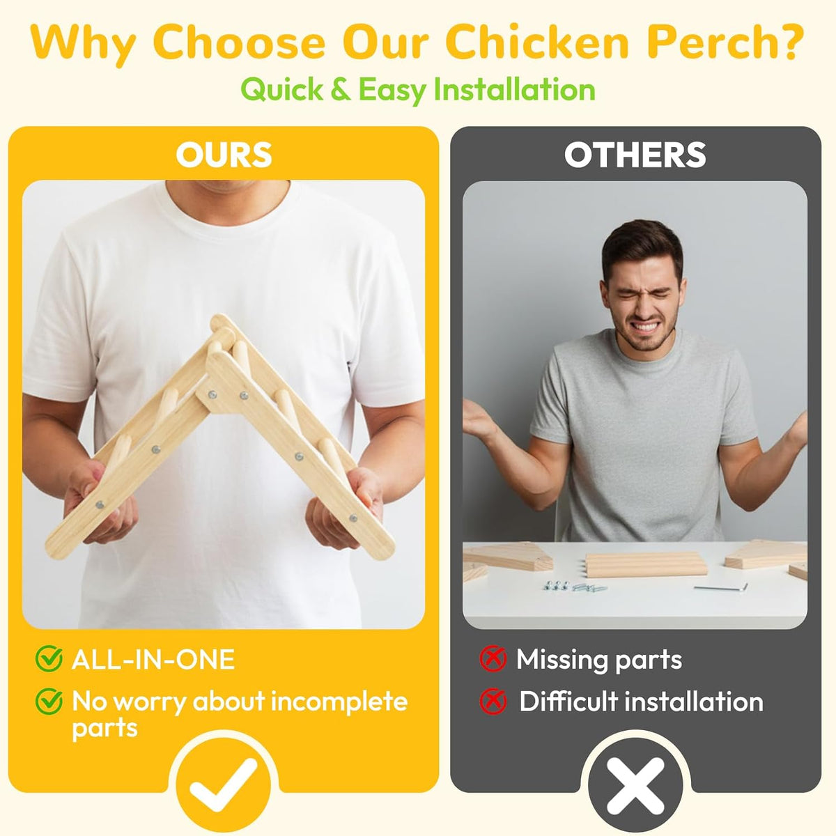 INNOLAND Chick Perch Foldable, Chick Toys Stable & No Assemble
