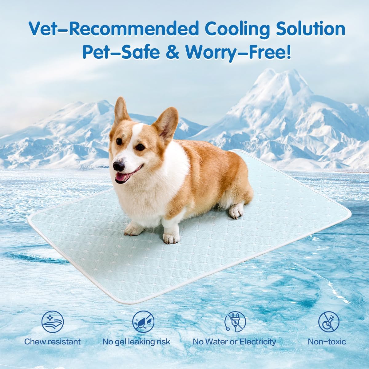 Dog Cooling Mat Instant Self Cooling Pad for Dogs & Cats 28" x 22"