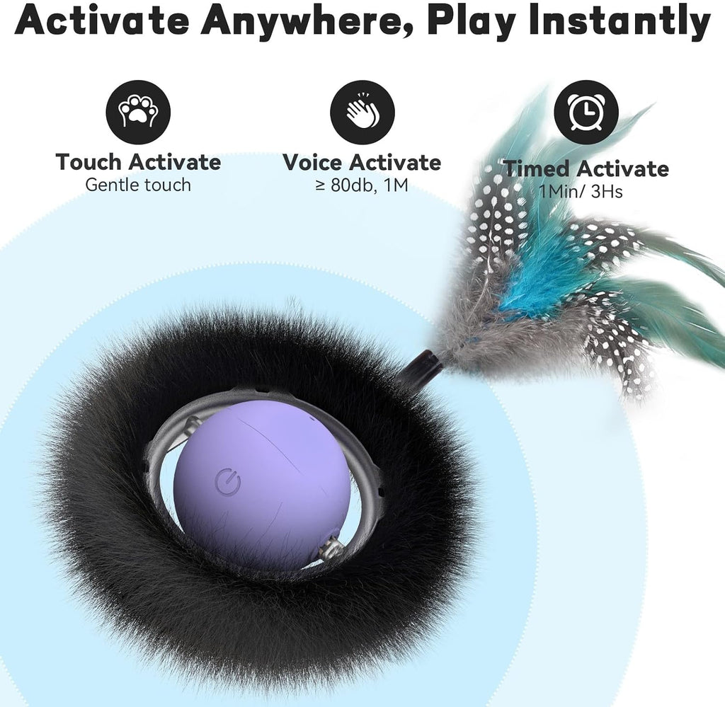Interactive Cat Toy, Motion Activated Ball & 7 Holes Maze Hide and Seek Mat