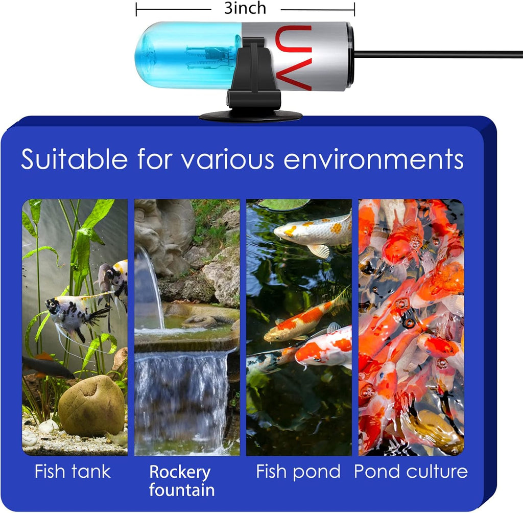 Aquarium Clean Light，3 W mini Submersible Algae Removal Light with Timer,Aquarium Water Clean Green Clear Waterproof Clean Light for Pond,Swimming Pool