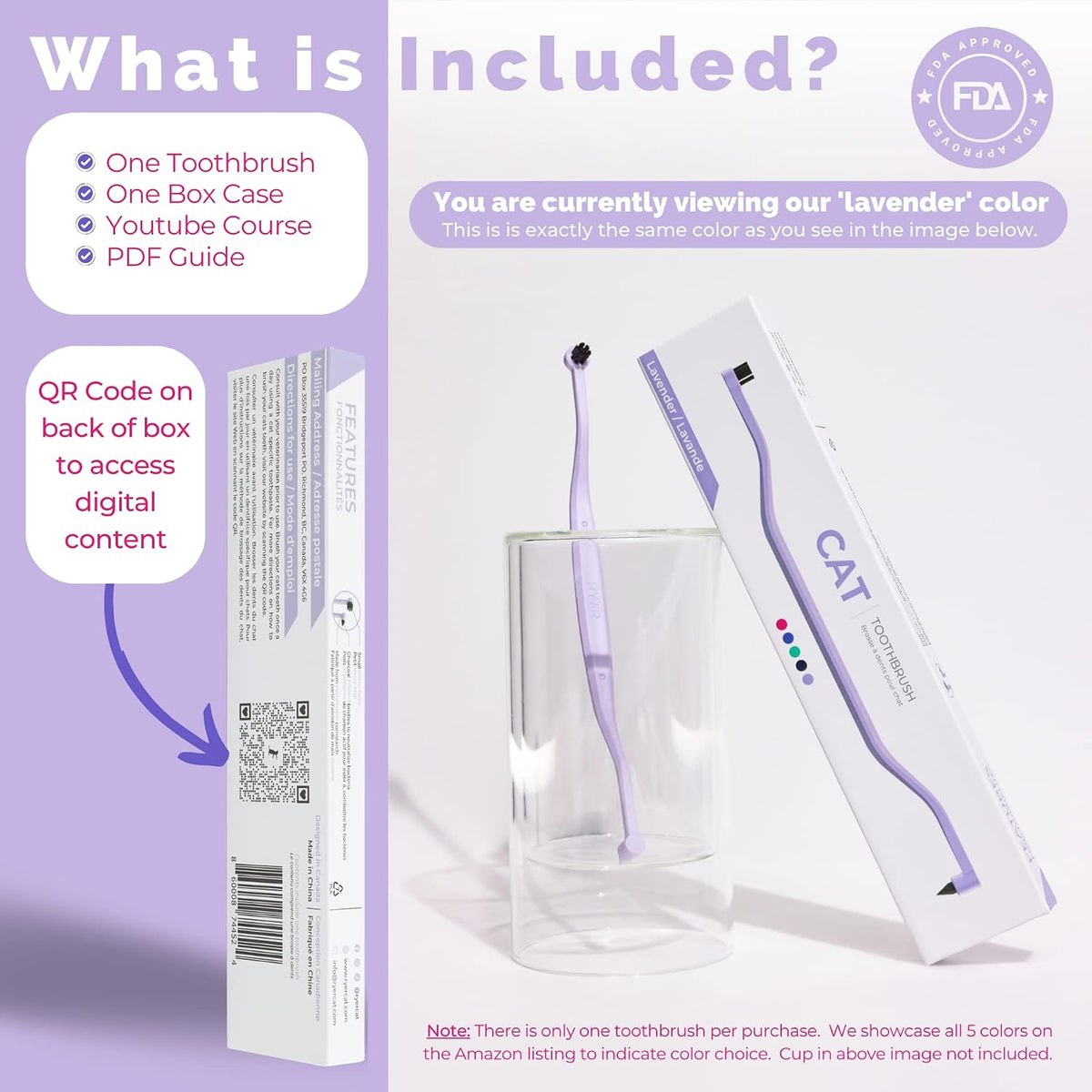 RYERCAT Space Dual Sided Cat Toothbrush - Only 8mm Wide to fit into Cat's Mouth - Cat Dental Supplies