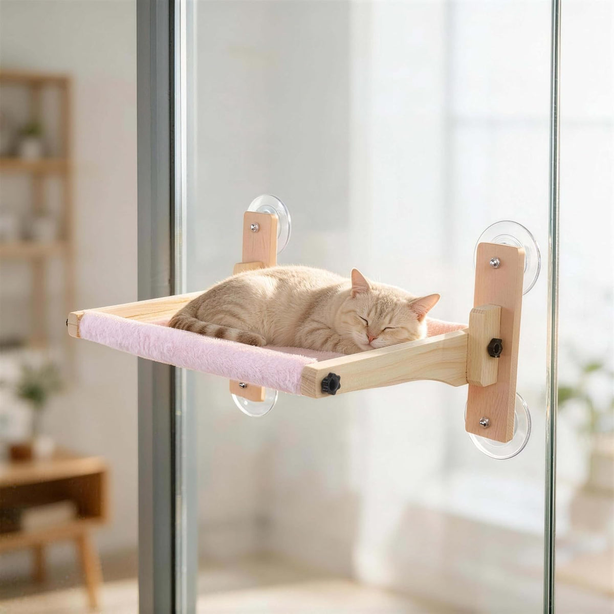 ESPETS Cat Window Perch in Pink - Kittens Napping Bed with Suction Cups