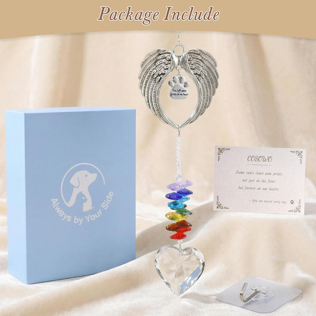 Pet Memorial Keepsake Set, Memorial Crystal Display & Hair Keepsake Bottle, Remembrance Gift for Dog or Cat
