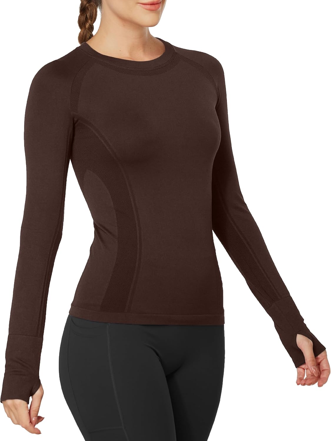 MathCat Seamless Long Sleeve Workout Tops with Thumb Holes