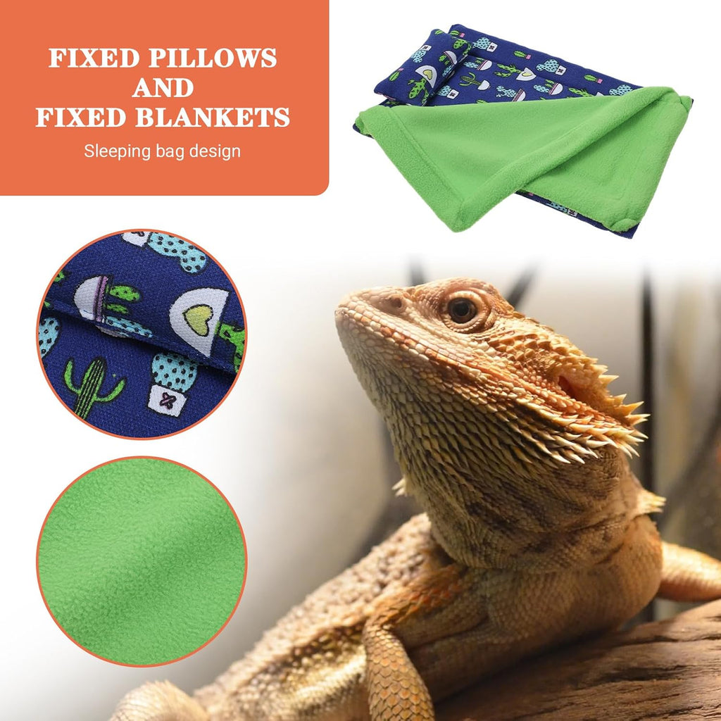 3 Pack Bearded Dragon Bed, Reptile Sleeping Bag, Reptile Pets' Sleeping Bag Set with Pillow Lizard Sleeping Bag Blanket Soft Warm Hideout Terrariums Accessories for Reptile Lizard Bearded Dragon