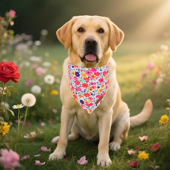 ADOGGYGO Floral Dog Bandanas 2 Pack, Reversible Cute Flower Scarf, Premium - Image 3