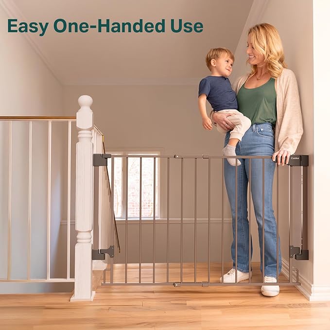 Cumbor 29.2–43" Baby Gate for Stairs, Wall-Mounted, Expandable No Bottom Bar - Image 8