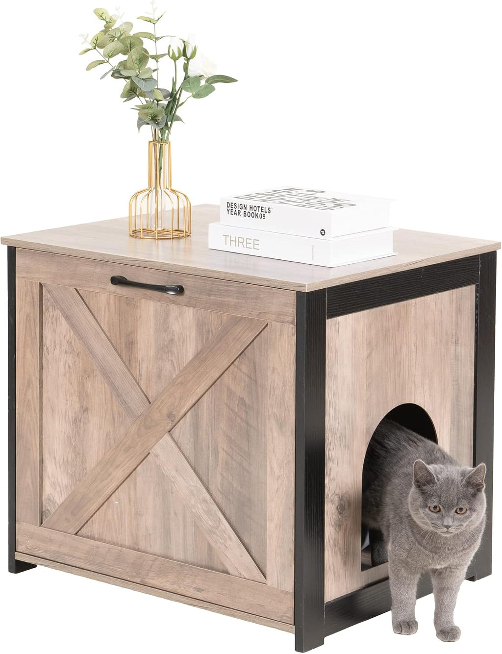 Dwanton Cat Litter Box Enclosure, Hidden Litter Box Furniture, 23.6 Inches