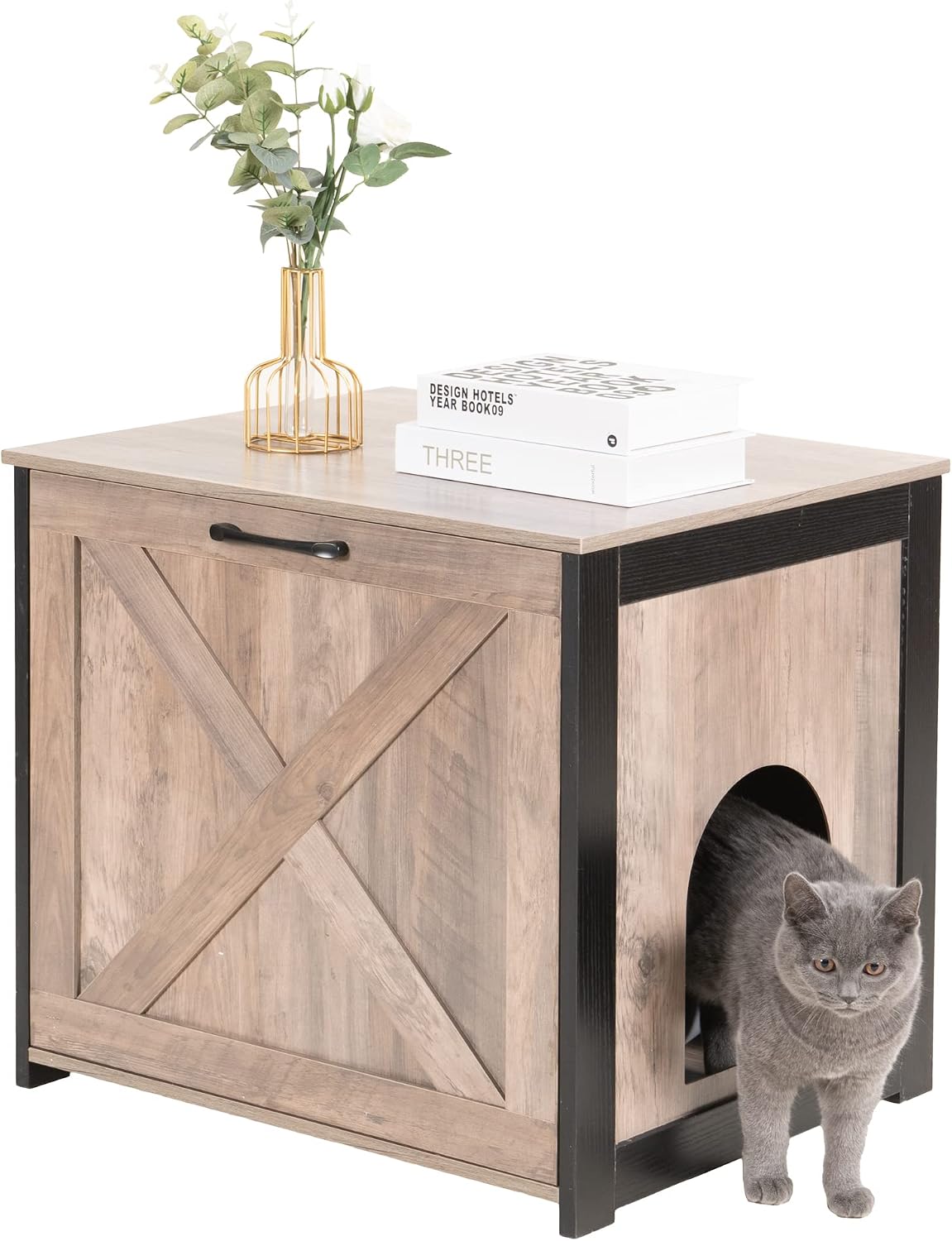 Dwanton Cat Litter Box Enclosure, Hidden Litter Box Furniture, 23.6 Inches