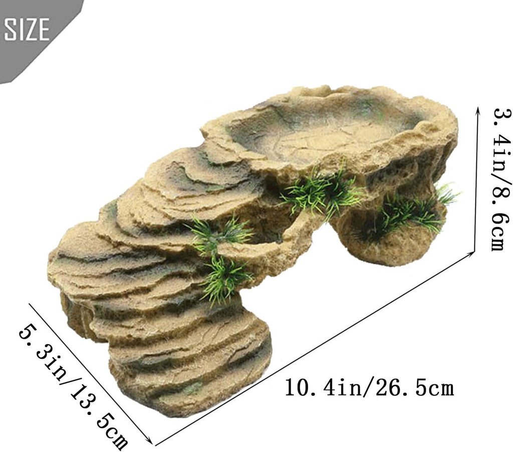 PINVNBY Turtle Basking Platform,Tortoise Resin Dock Resting Rock Reptile Habitat Ornament Hiding Cave Floating Ledge Aquarium Decoration for Bearded Dragons,Lizard,Newts,Frogs