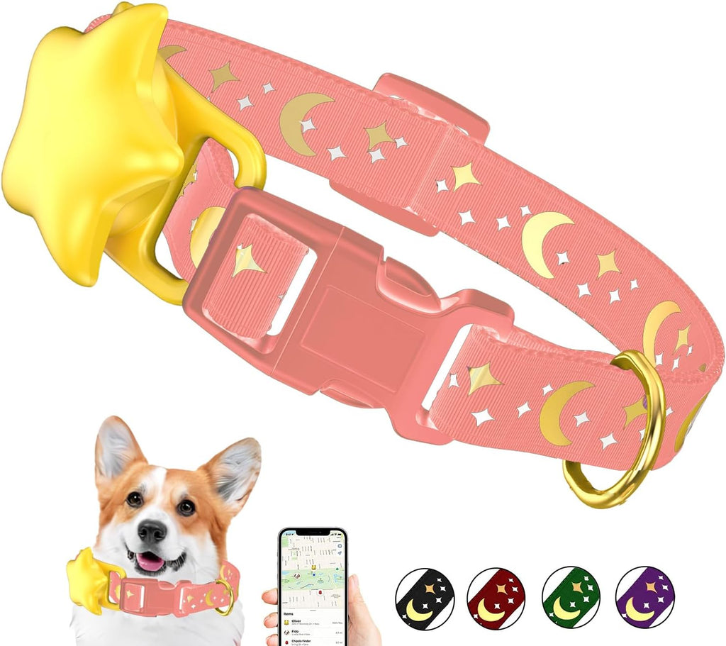Airtag Dog Collar, Dog Collar for Large Dogs, Dog Collars for Medium Dogs, Dog Collars for Small Dogs with AirTag Holder Case, Dog GPS Tracker Collar (Black, Small)