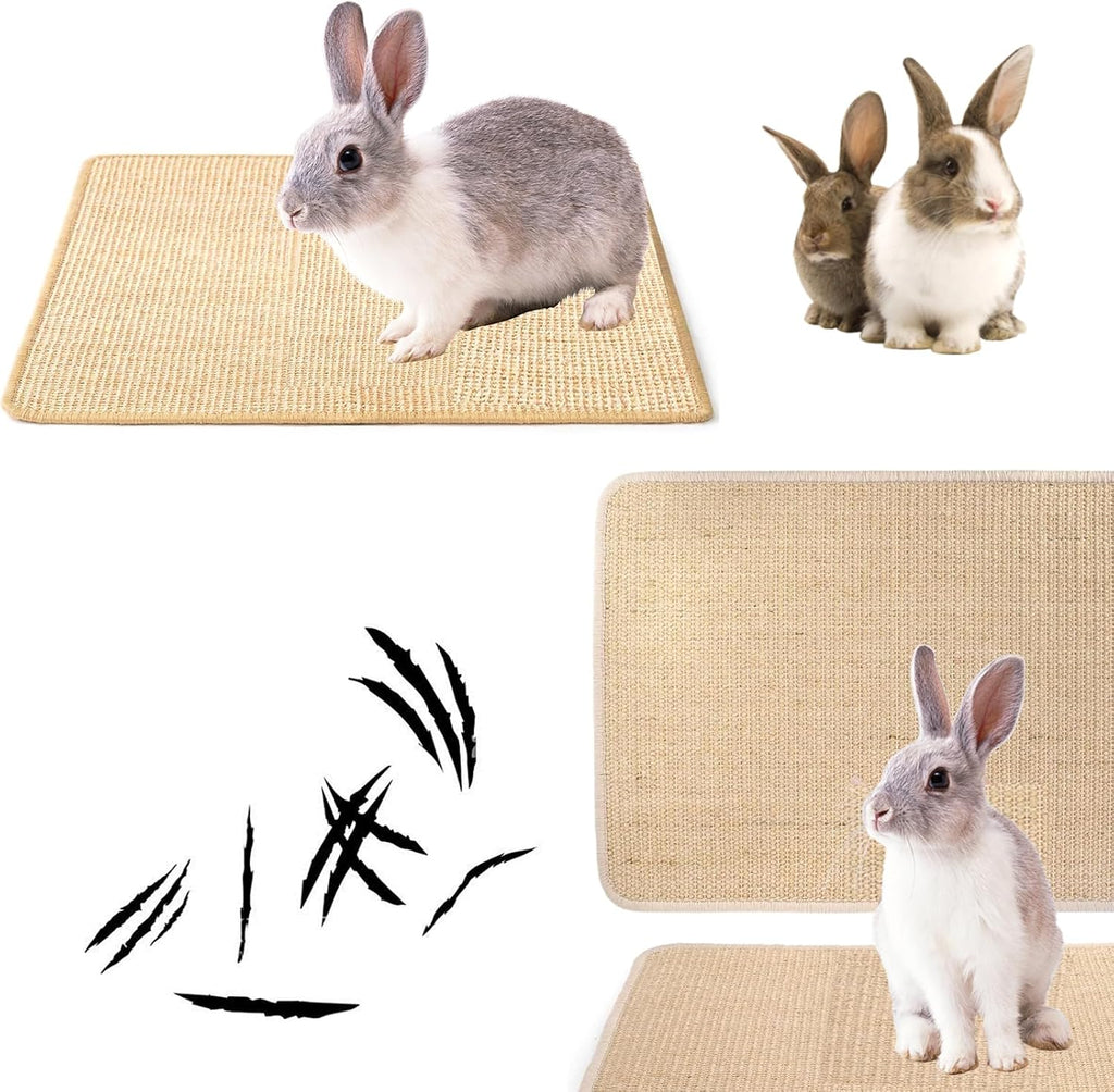 KABASI 2PCS Rabbit Scratcher Mat, Natural Bunny Chew Toys Scratching Pad
