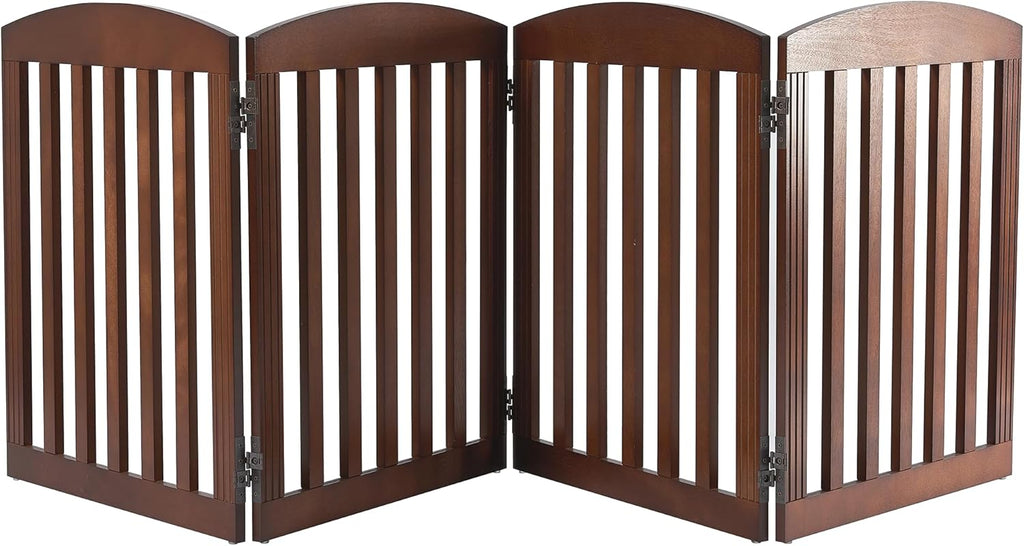 SPIRICH Wooden Freestanding Foldable Dog Gate, 96" Extra Wide 28" Tall