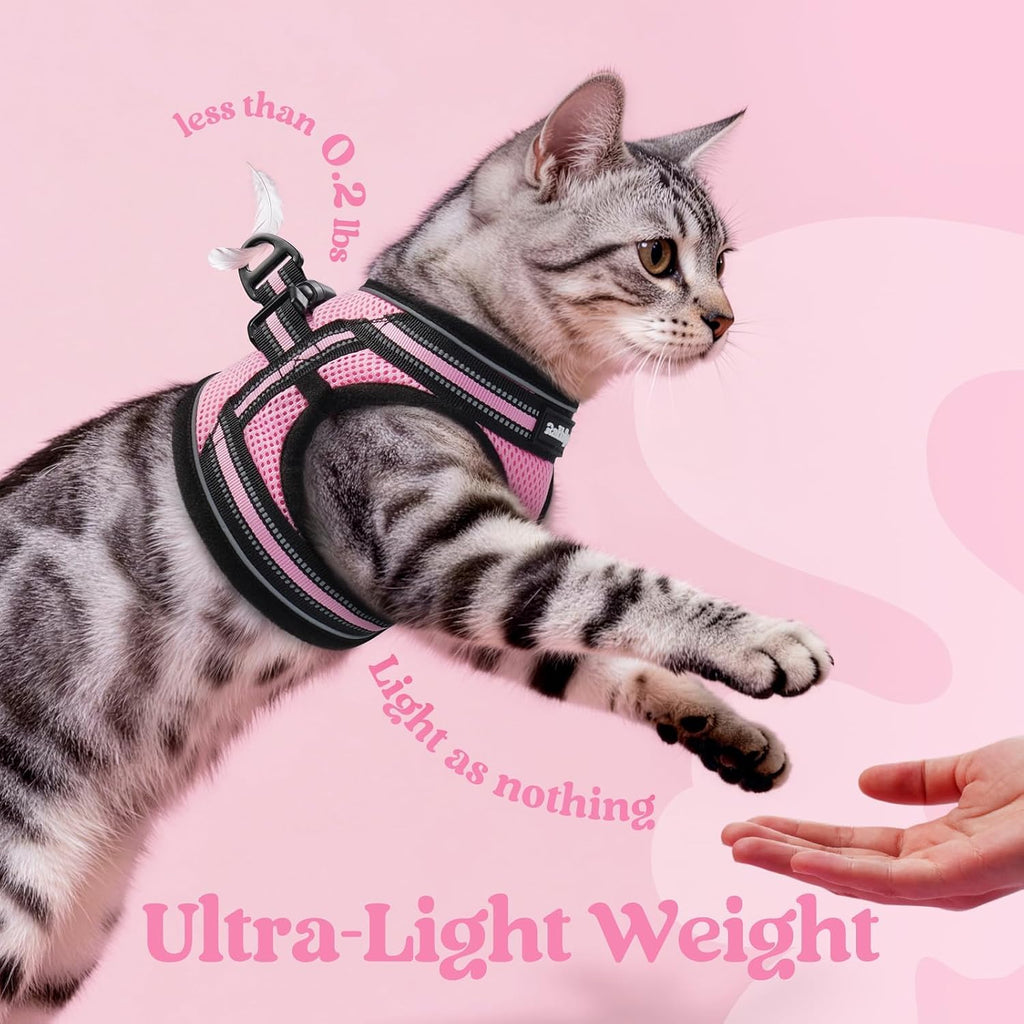 rabbitgoo Cat Harness and Leash Set, Step-in Soft Vest, Pink
