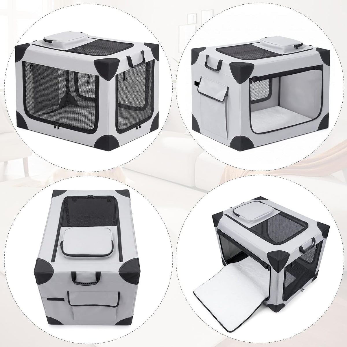 Portable Soft Large Dog Crate Collapsible Pet Travel Kennel L(36"x25"x25")