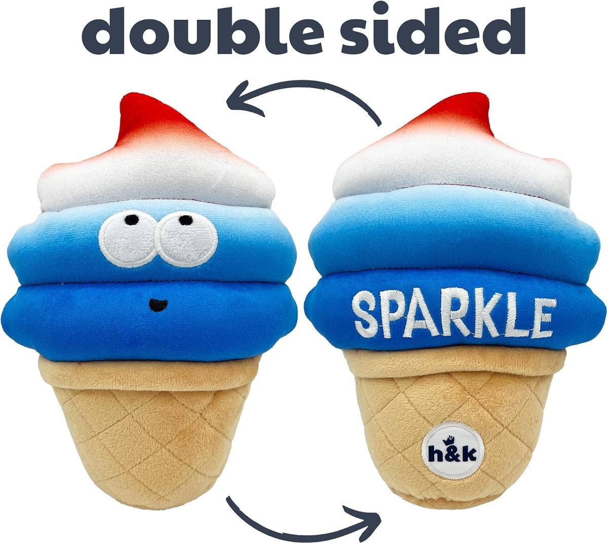 Huxley & Kent Power Plush Squeaky Dog Toy, Fro-Yo Pawtriot Cone, Large