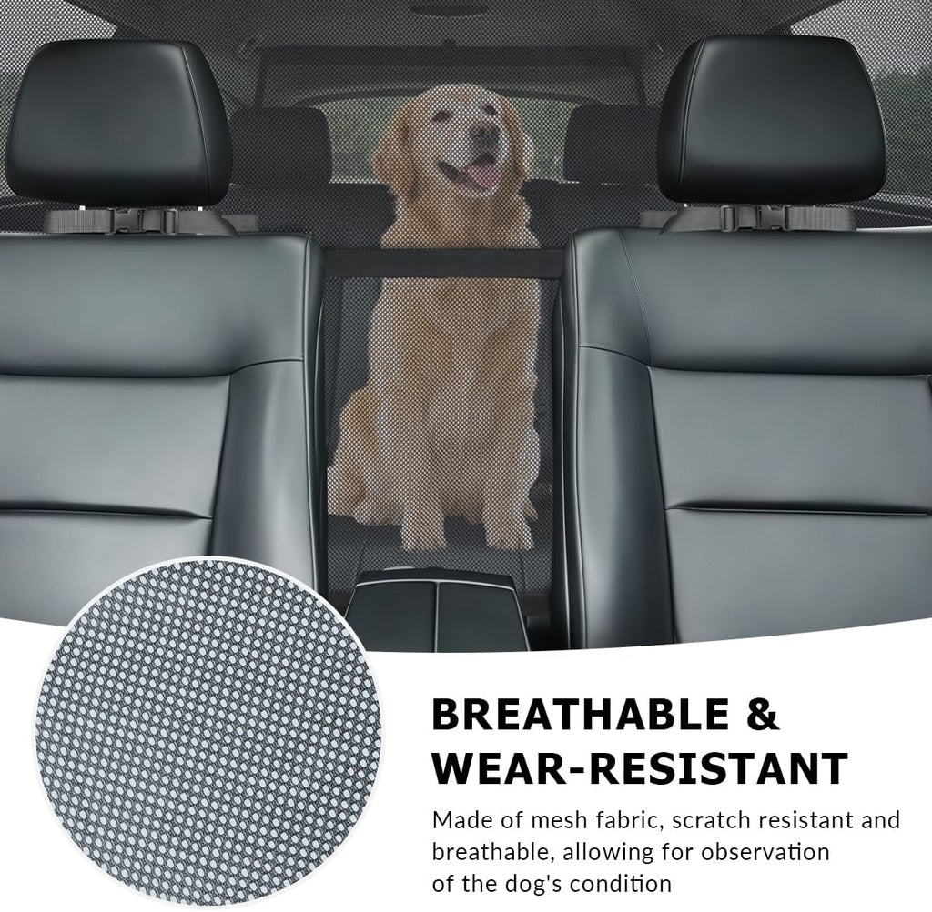 Car Dog Barrier Net for Large SUV Trunk 56" More Coverage Car Pet Back Seat Divider with See Through Mesh Cargo Area Gate for Dog (L)