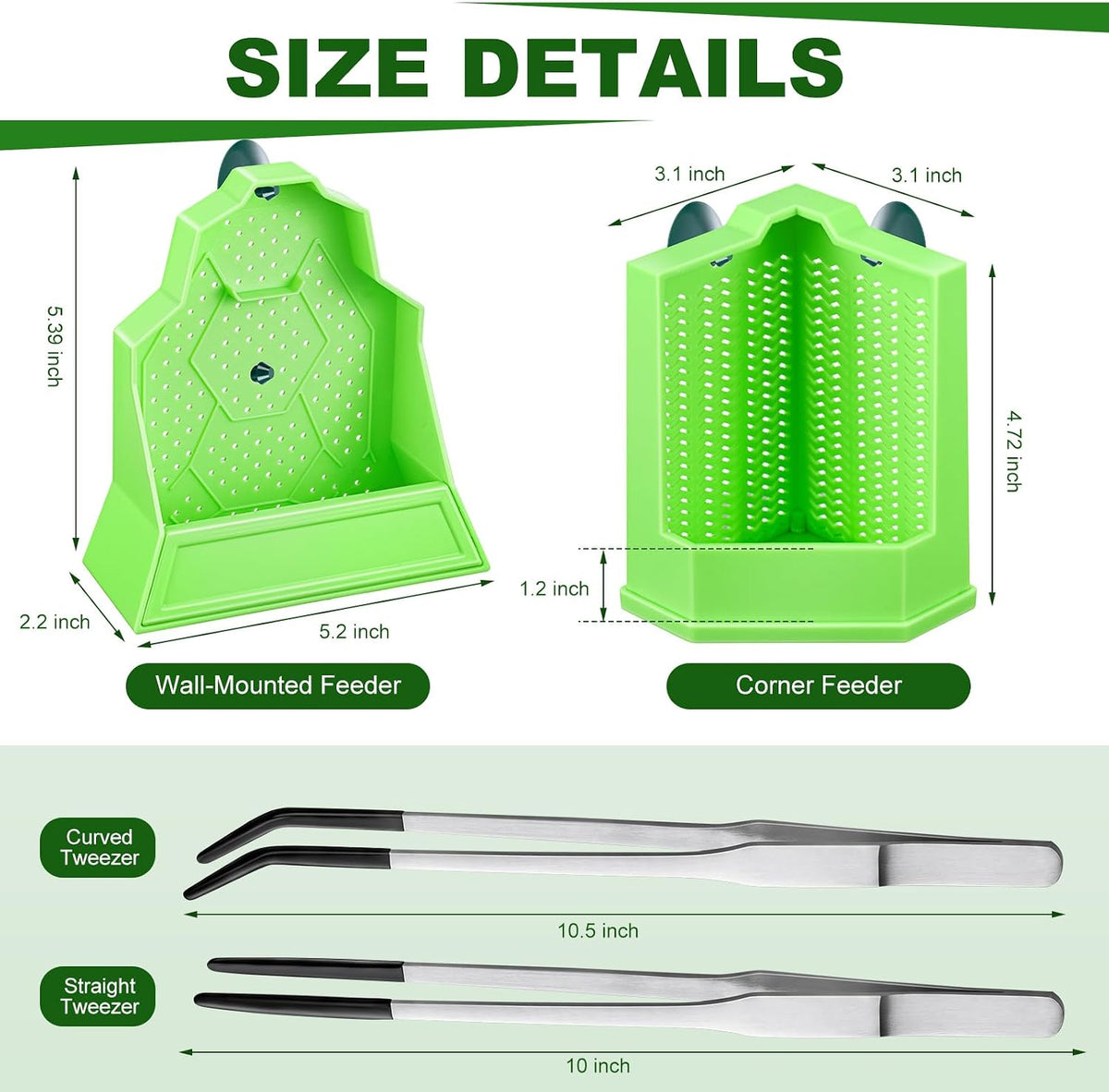Reptile Feeder Combo Set, 2 Pack Bowls with 2 Pack 10.6" Tongs