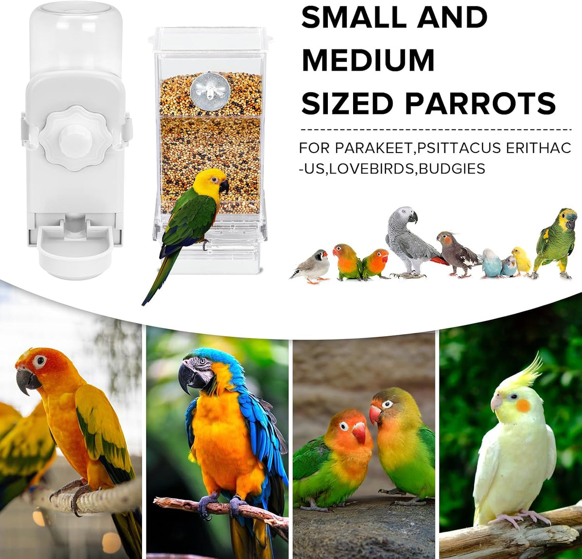 Lemtrflo No Mess Bird Feeder Water Dispenser Set, Automatic Bird Feeder