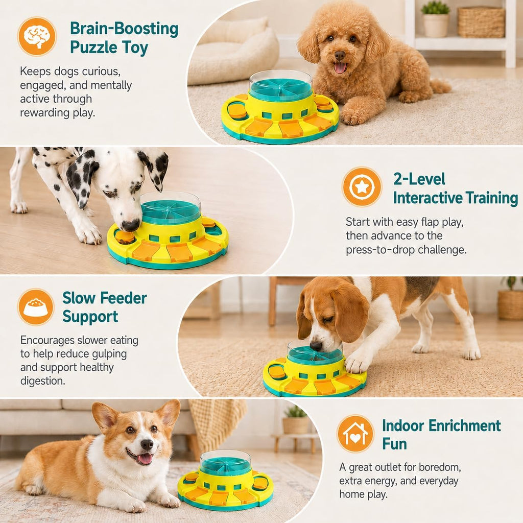 Dog Puzzle Toy Slow Feeder, Interactive Treat Dispenser for Mental Stimulation, Multi-Level Design Boredom Relief Toy for Small Medium Large Dogs