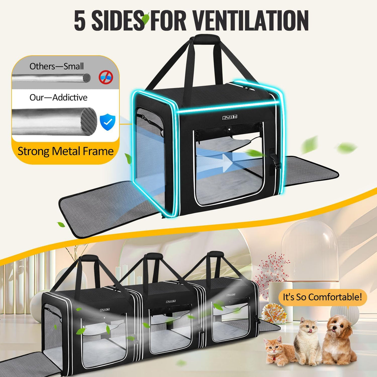 Petskd Combinable Pet Car Travel Carrier for a Large Cat/Medium Dog