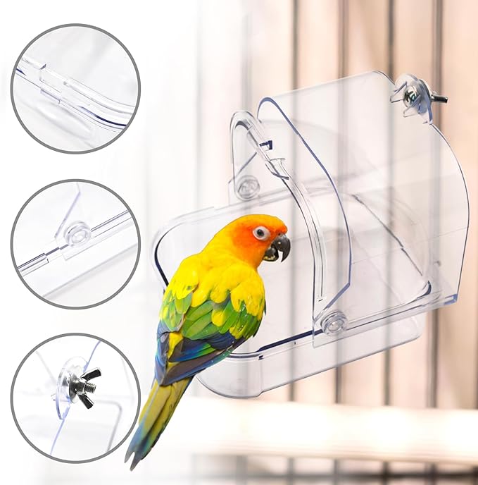 Bird Bath for Cage Transparent Bird Bathtub Hanging Portable Shower Pool - Image 5