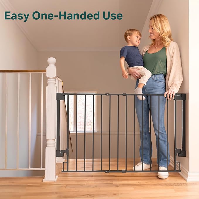 Cumbor 29.2–43" Baby Gate for Stairs, Wall-Mounted, Expandable No Bottom Bar - Image 8