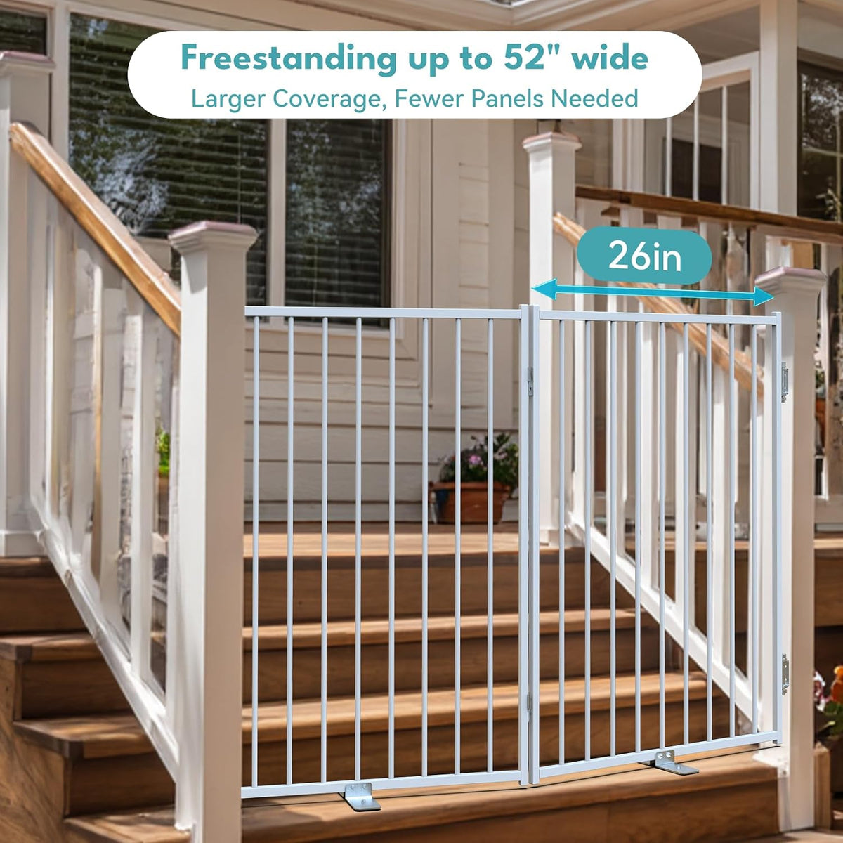 No Pawblems Freestanding Dog Gate with Door for Indoor & Outdoor, 36'' Tall