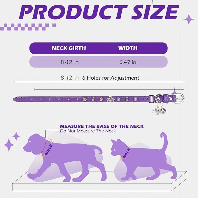 EXPAWLORER Leather Cat Collar for Girl Boy- Adjustable Pet Collar - Image 2