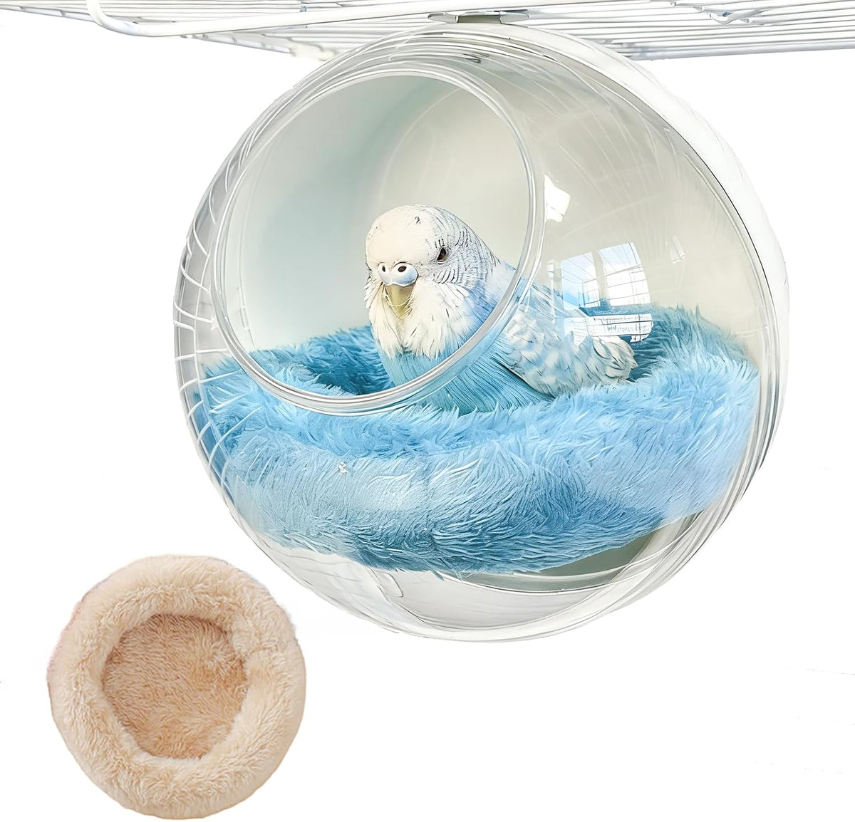 Bird Nest, Warm Bird Bed for Cage, Clear Parrot Nesting House with 2 Mats Hanging Parakeet Cage Accessories for Lovebird, Canary, Budgie, Finch, Hamster (Clear)