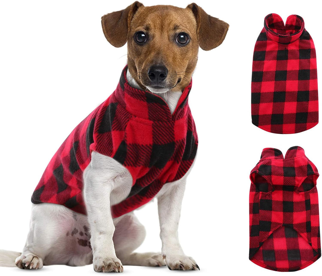 ASENKU Dog Sweater Plaid Fleece Vest Puppy Shirt for Small Medium Dogs