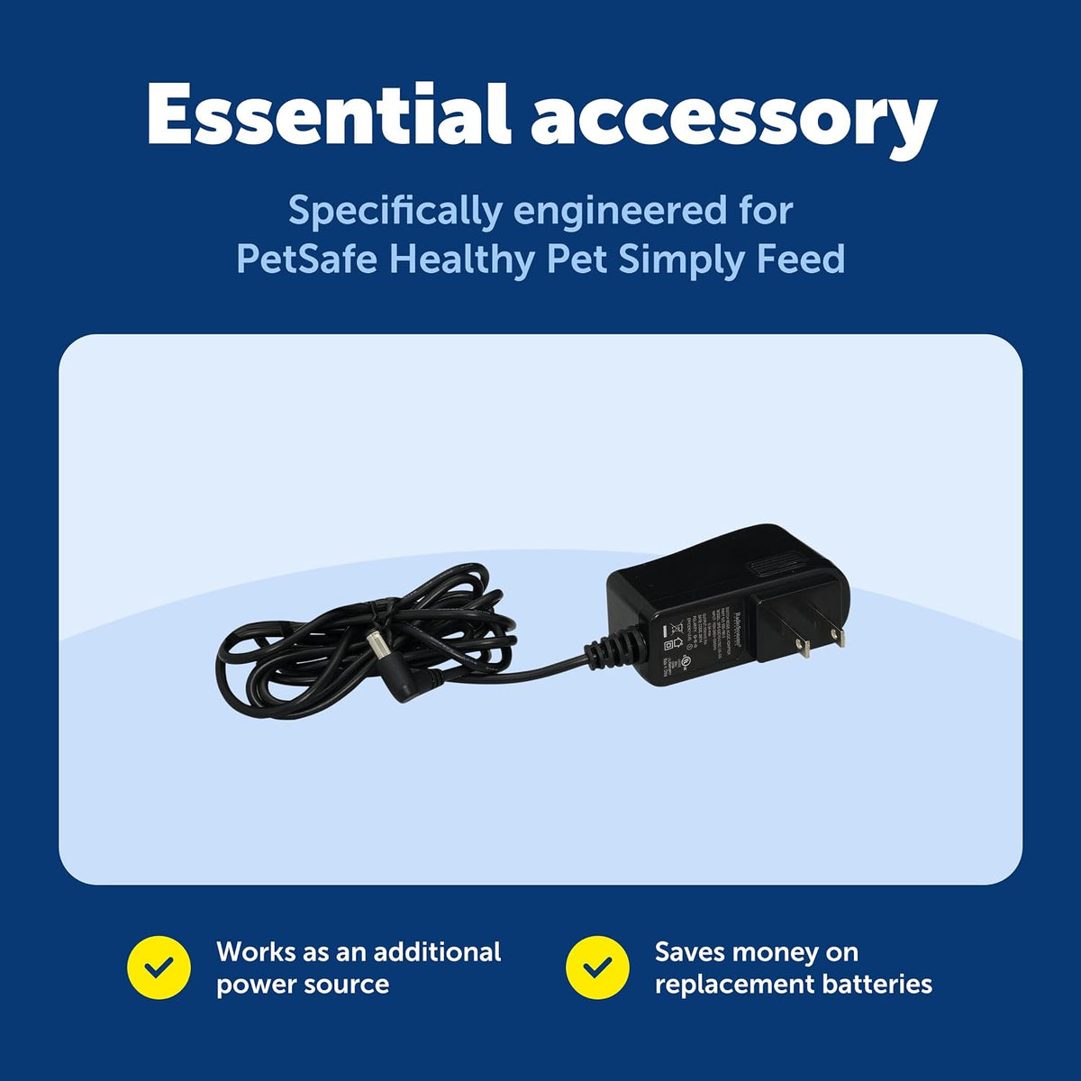 PetSafe Simply Feed Power Adaptor for Automatic Dog and Cat Feeder, Black