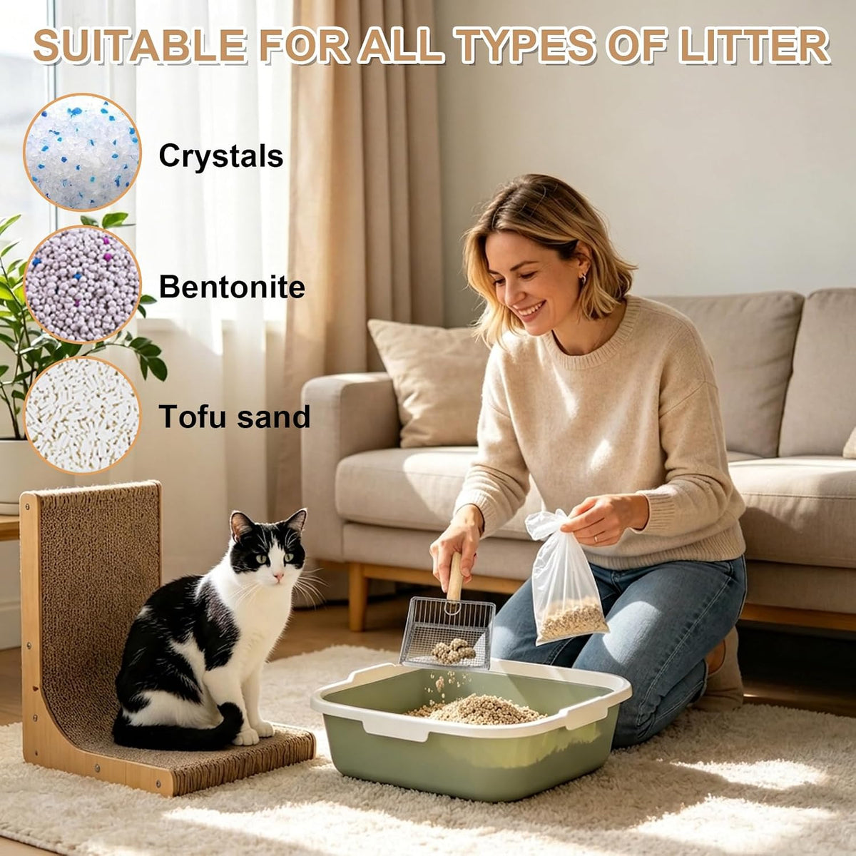 4 Pack Cat Litter Scoop Set，Cat Litter Scooper with Holder