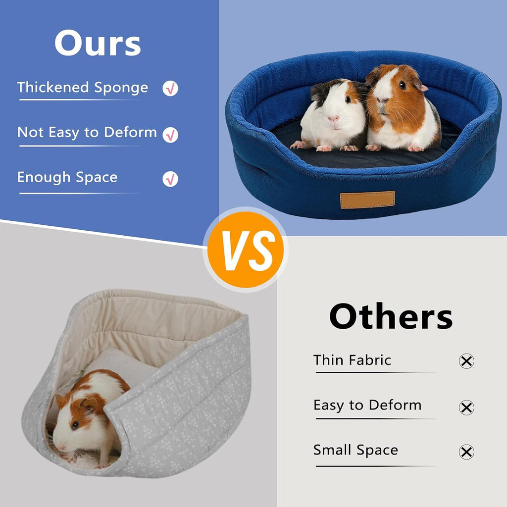 Bunny Bed,Plush Rabbit Couch with Washable Mat,15.7x11.4 in,Blue
