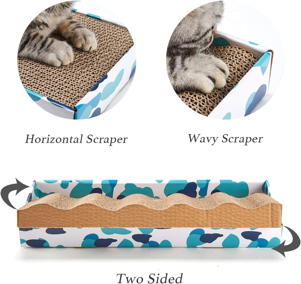 PEEKAB Cat Scratcher Cardboard Reversible Cat Scratch pad Kitty Corrugated Scratching Board Bed Catnip Included