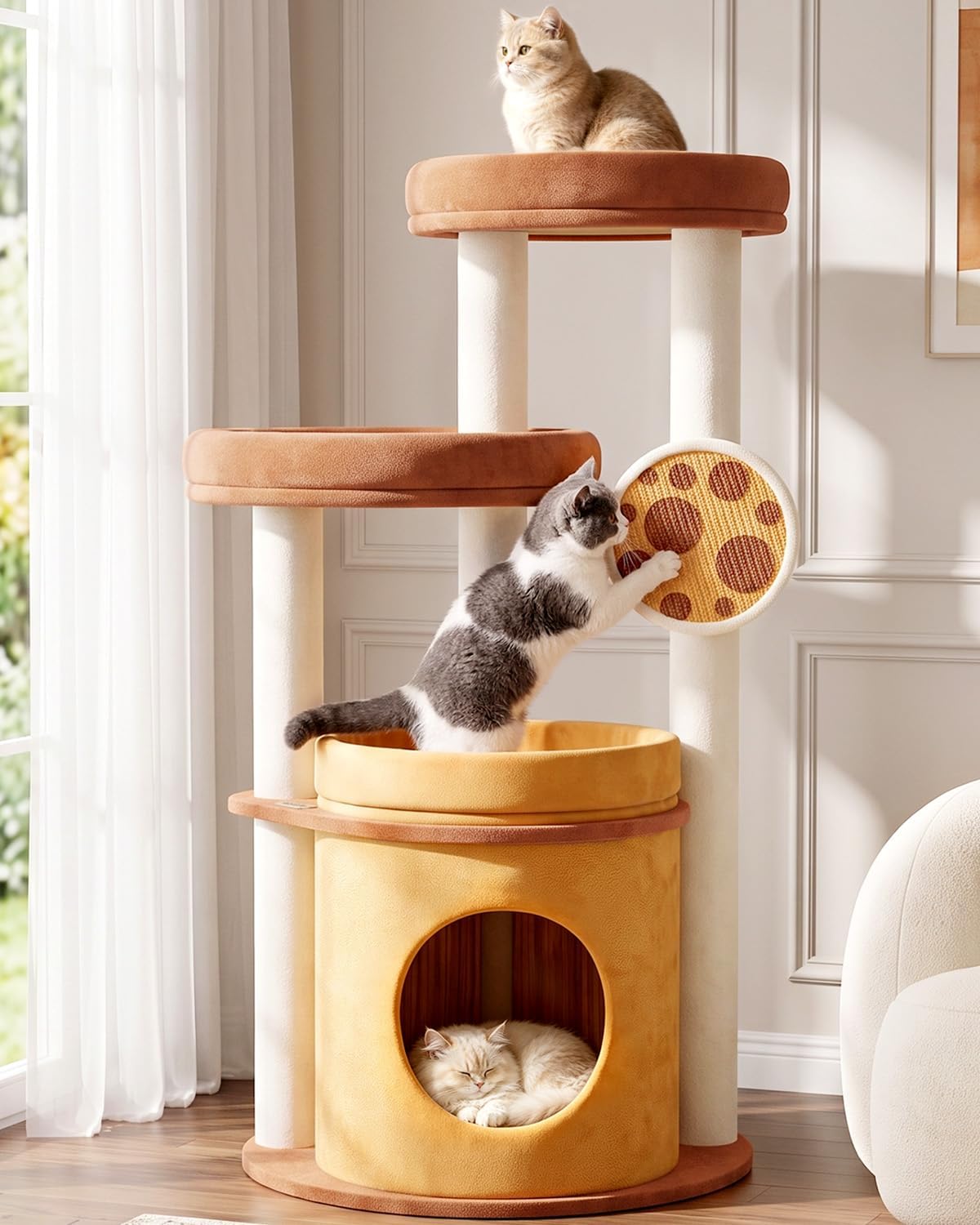 46 inch Cat Tree Tower for Indoor Cats Large Adult, Cozy Cat Condo