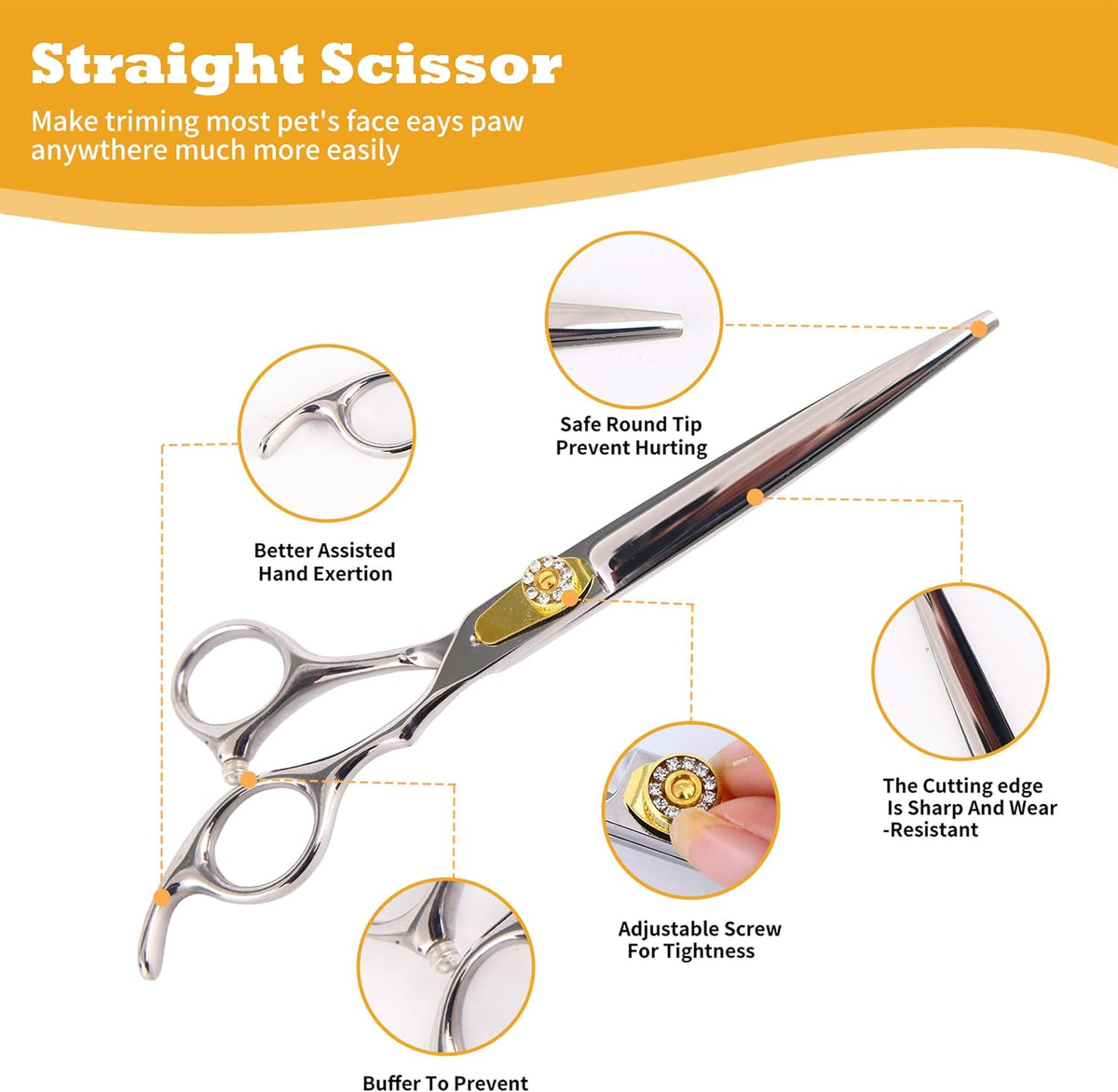 7" Professional Dog Grooming Scissors Kit, 6in1 Grooming Scissors for Dogs