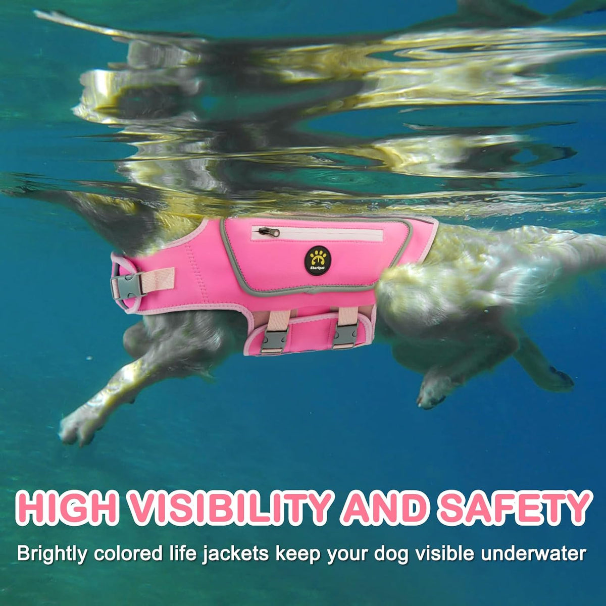 Dog Life Jacket, Bright Colors Pet Swimming Vest for Boating M