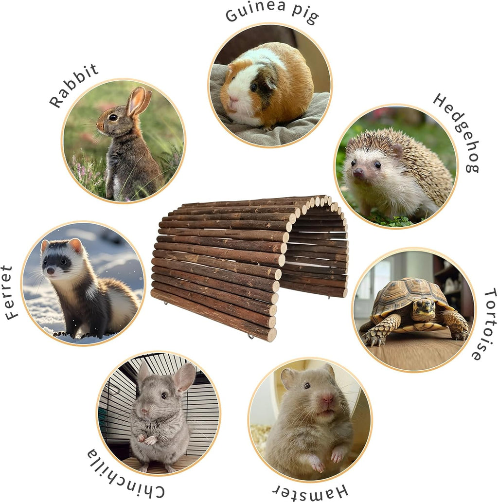 Guinea Pig Hideout Rabbit Hide Rat Cage Accessories Extra Large Wooden Tunnel Hut Hideaway for Pig Hideout Tortoise Hedgehog Ferret and Chinchilla