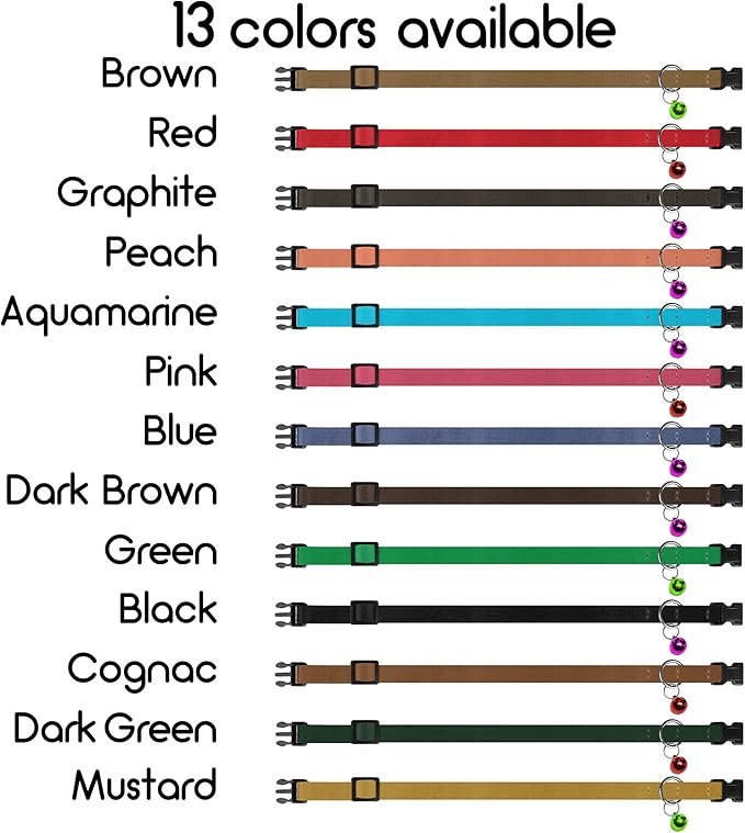 Muromto Breakaway Cat Collar Leather Soft Adjustable Pet Kitten Collars - Image 3