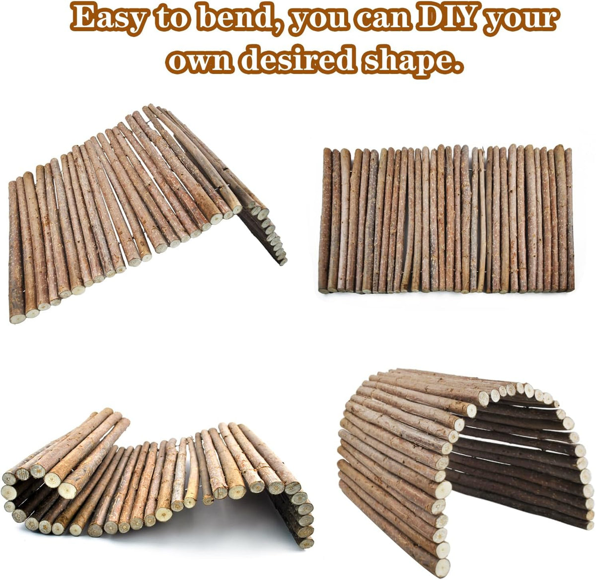 Wooden Bridge for Rabbits, Extra Large Wooden Hamster Bridge Ladder Bunny Climbing Chew Toy Small Animal Flexible Hideout Ramp Divider Tunnel for Guinea Pig Chinchilla Rabbit Ferret Hedgehog
