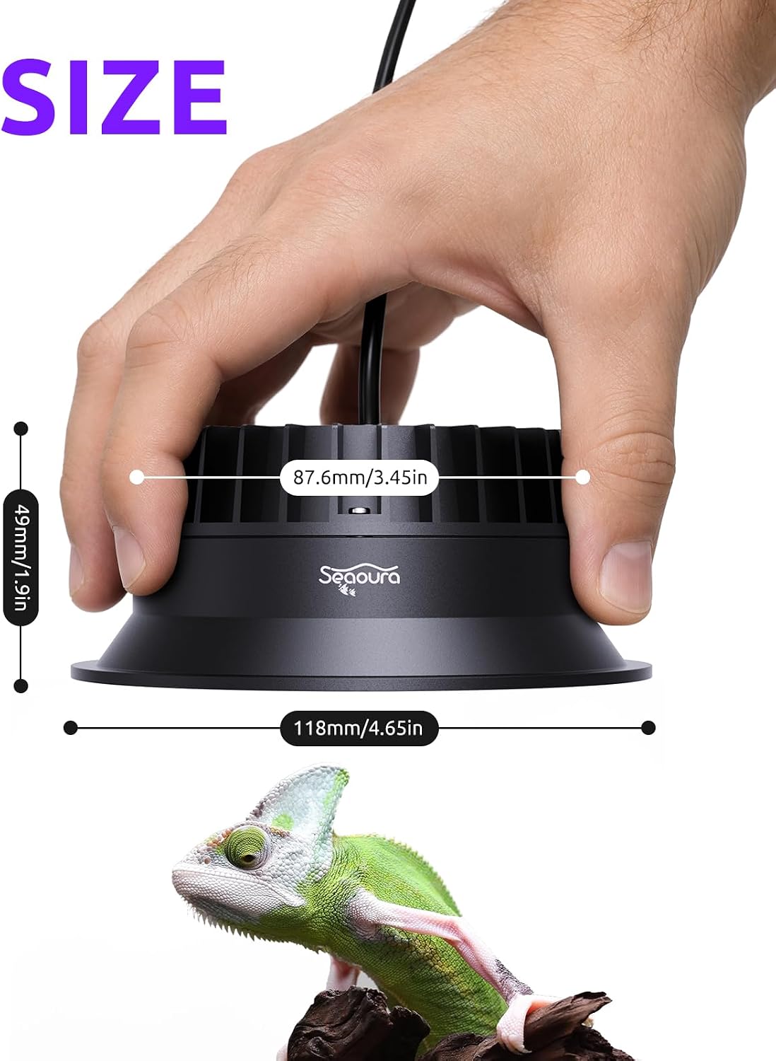 UVB UVA Light for Reptiles, Reptile LED Light Fixture with Timer & Dimming